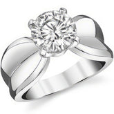Moissanite Wide Band Solitaire Ring