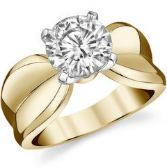 Moissanite Wide Band Solitaire Ring