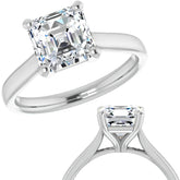 Asscher Cut Moissanite Cathedral Solitaire