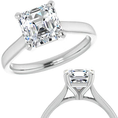 Asscher Cut Moissanite Cathedral Solitaire