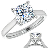 Cushion Cut Moissanite Cathedral Solitaire