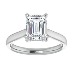 Emerald / Radiant cut Moissanite Cathedral Solitaire