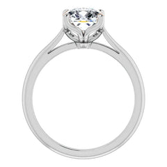 Cushion Cut Moissanite Cathedral Solitaire Ring