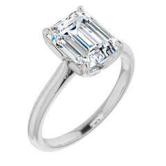 Emerald / Radiant cut Moissanite Cathedral Solitaire Ring