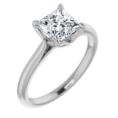 Princess Cut Moissanite Cathedral Solitaire Ring