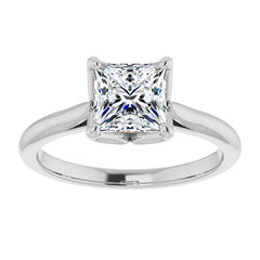 Princess Cut Moissanite Cathedral Solitaire Ring