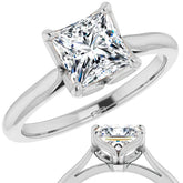 Princess Cut Moissanite Cathedral Solitaire Ring