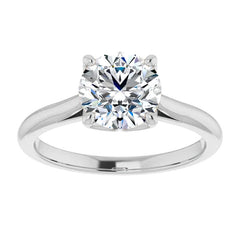 Round Brilliant Cut Moissanite Cathedral Solitaire Ring