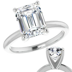 Emerald / Radiant cut Moissanite Solitaire Ring
