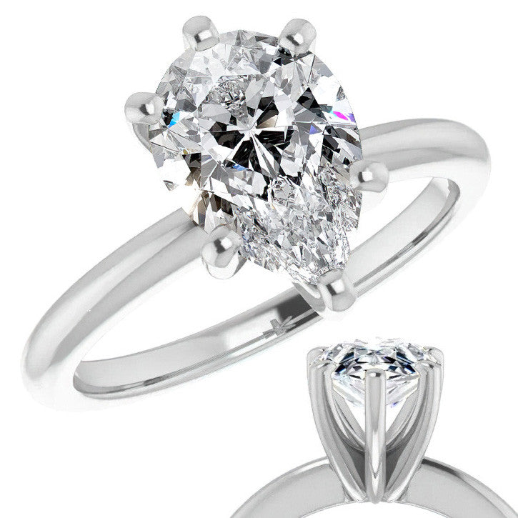 Pear Cut Moissanite Solitaire Ring