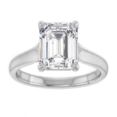 Emerald / Radiant cut Cathedral Solitaire Ring