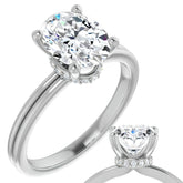 Oval Cut Moissanite & Diamond Encircled Solitaire Ring