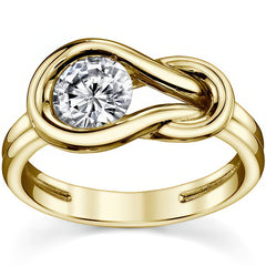 Round Brilliant Moissanite Everlon Style Solitaire Ring