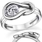 Round Brilliant Moissanite Everlon Style Solitaire Ring