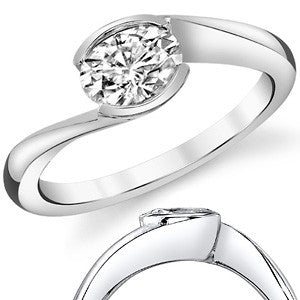 Oval Moissanite Bypass Semi-Bezel Ring