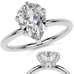 1.5mm Petite Pear Moissanite Solitaire Ring
