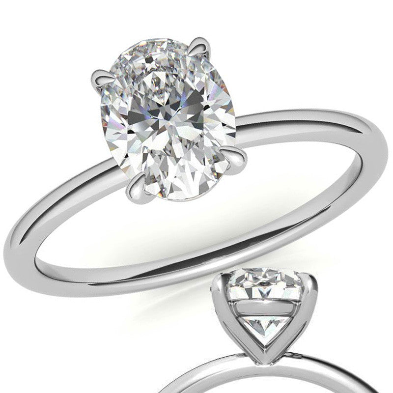 Oval Moissanite Petite Solitaire Ring