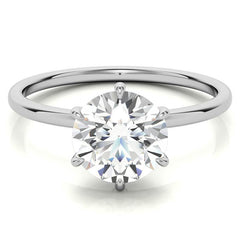 6 Claw Prong Round Petite Moissanite Solitaire Ring