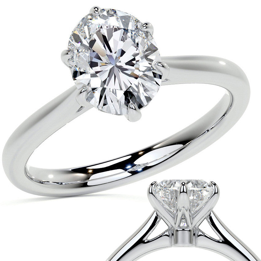 6-Prong Cathedral Oval Moissanite Solitaire Ring