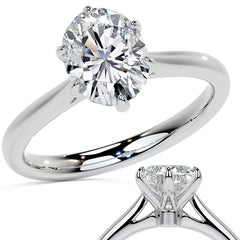 6-Prong Cathedral Oval Moissanite Solitaire Ring