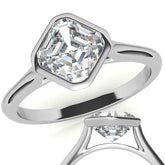 Asscher Moissanite Bezel Solitaire Ring