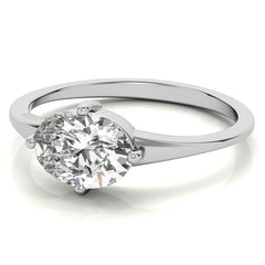 NESW Oriented Oval Moissanite Solitaire Ring