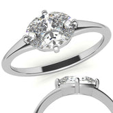 NESW Oriented Oval Moissanite Solitaire Ring