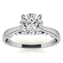 Petite Scroll Design Moissanite Solitaire Ring
