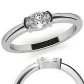 Petite Oval East-West Moissanite Solitaire Ring