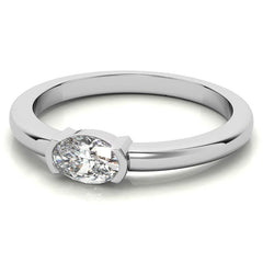Petite Oval East-West Moissanite Solitaire Ring