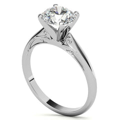 Floral Accented Moissanite Solitaire Ring