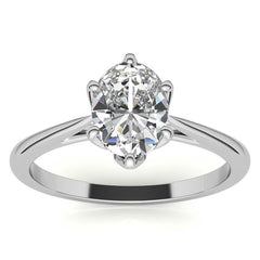 Petite Oval Tulip Cathedral Moissanite Solitaire Ring
