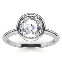 Rose Cut Solitaire Ring with Optional Matching Curved Band
