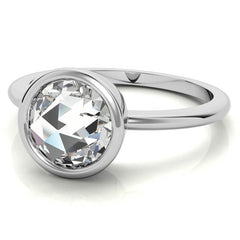Rose Cut Solitaire Ring with Optional Matching Curved Band