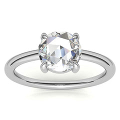 Round Rose Cut Moissanite Solitaire Ring