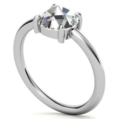 Round Rose Cut Moissanite Solitaire Ring