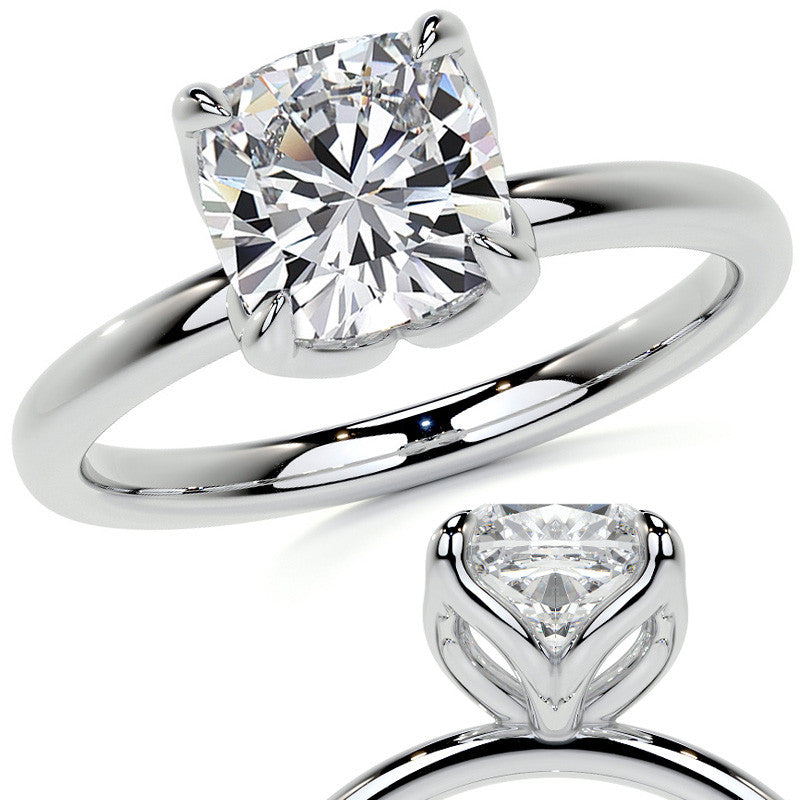 4-Prong Cushion Petal Inspired Moissanite Solitaire Ring