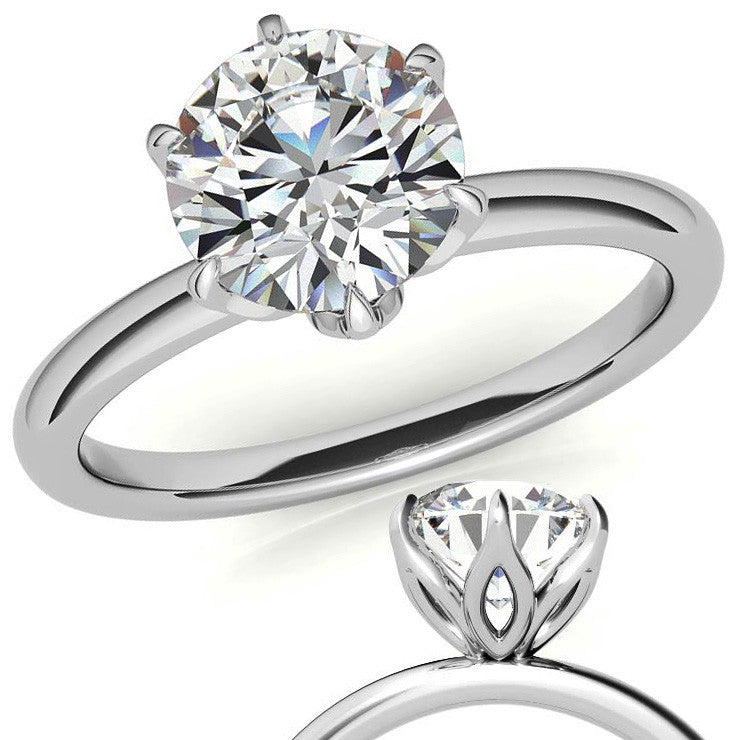 6-Prong Round Petal Inspired Moissanite Solitaire Ring