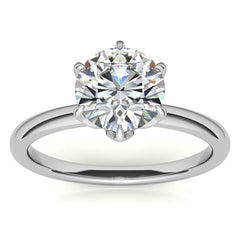 6-Prong Round Petal Inspired Moissanite Solitaire Ring