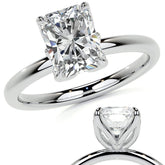 4-Prong Emerald / Radiant Petal Inspired Moissanite Solitaire Ring