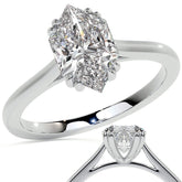 Duchess Marquise Double Prong Moissanite Solitaire Ring