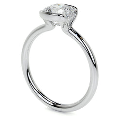 Petite Half Bezel Cushion Moissanite Solitaire Ring