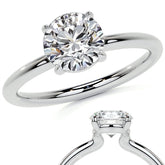 Petite 4-Prong Round Basket Moissanite Solitaire Ring