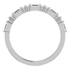 Round and Baguette Moissanite Stackable Band