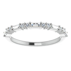 Round and Baguette Moissanite Stackable Band