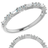 Round and Baguette Moissanite Stackable Band
