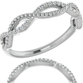Stackable Infinity Style Beaded Wedding Band 0.16ct