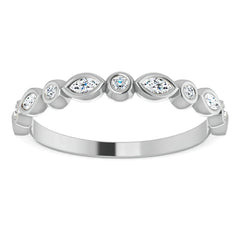Stackable Round Marquise Moissanite Wedding Band 0.25ct