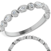 Stackable Round Marquise Moissanite Wedding Band 0.25ct