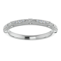 Milgrain Accented Moissanite Stackable Band